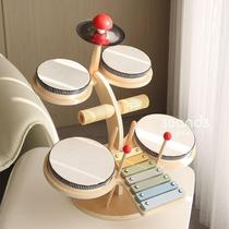 Drum set multifunctional musical instrument toy music art percussion baby boy gift children girl playing wooden