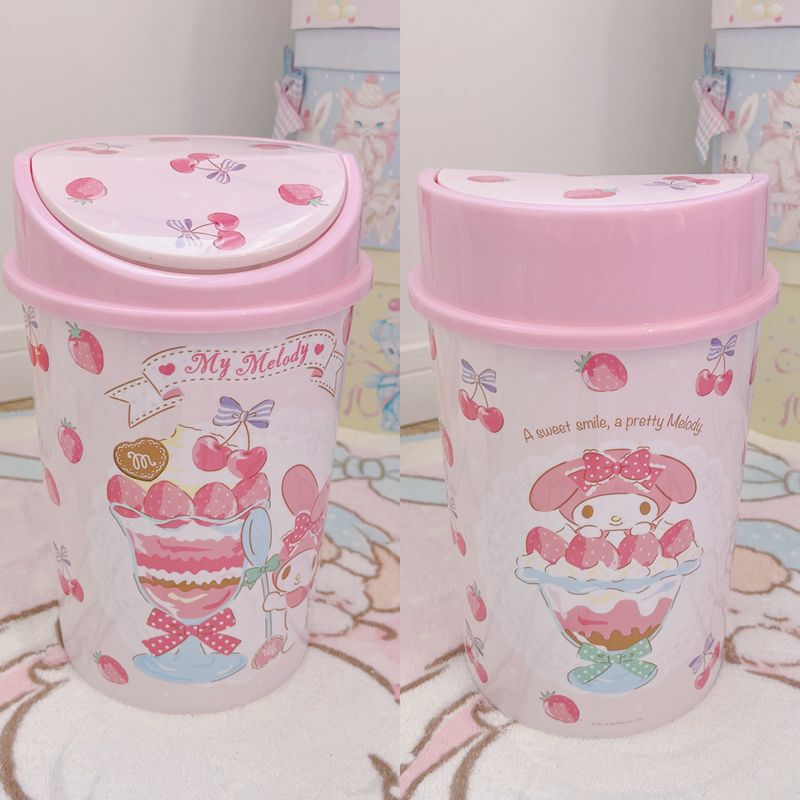Cartoon Cute My Melody Trash Can with Lid, Plastic Household Trash Bin for Living Room, Bedroom, Bathroom, Large Wastebasket Cartoon Cute My Melody Trash Can with Lid, Plastic Household Trash Bin for Living Room, Bedroom, Bathroom, Large Wastebasket