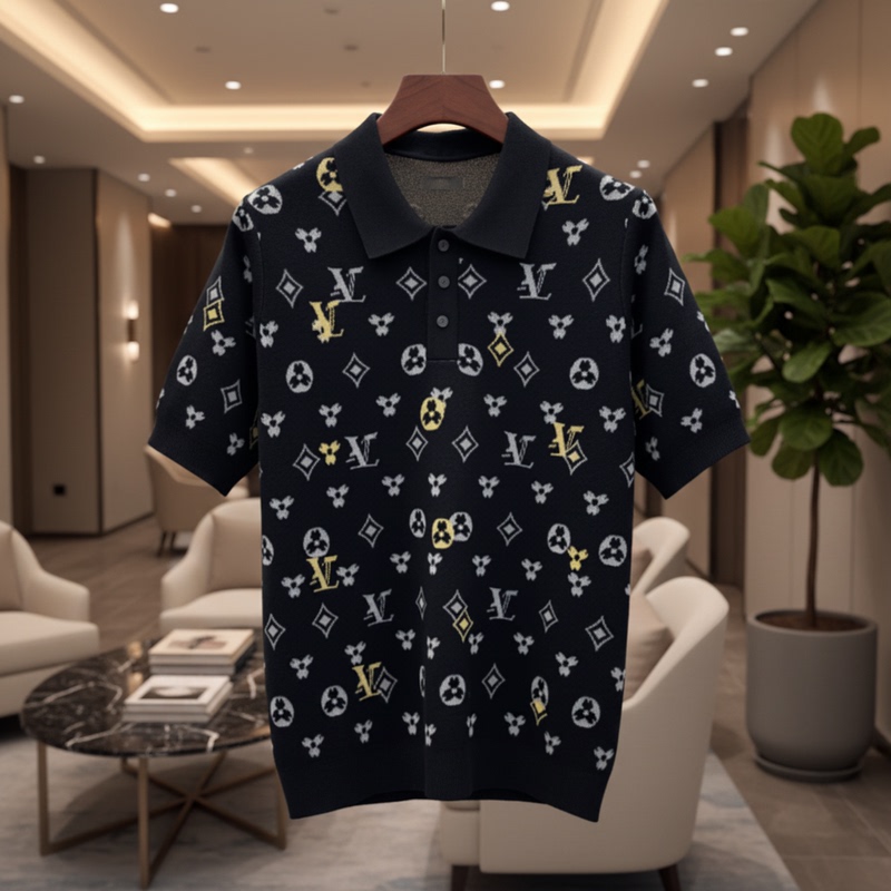 Hong Kong Lv K Summer Men's European and American Style Luxury Trendy Shenzhen Nanyou Brand High-Quality Replica Knitted Fashion Short-Sleeve T-Shirt Hong Kong Lv K Summer Men's European and American Style Luxury Trendy Shenzhen Nanyou Brand High-Quality Replica Knitted Fashion Short-Sleeve T-Shirt