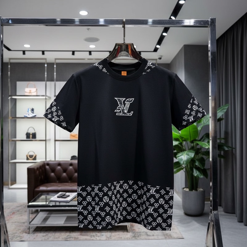 Hong Kong Lv K Summer Men's European and American High-End Classic Luxury Shenzhen Nanyou Brand High-Quality Replica Letter Short-Sleeve T-Shirt
