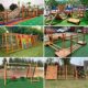 Outdoor wooden climbing frame, children's physical training set, large wooden slide toy, kindergarten sensory system