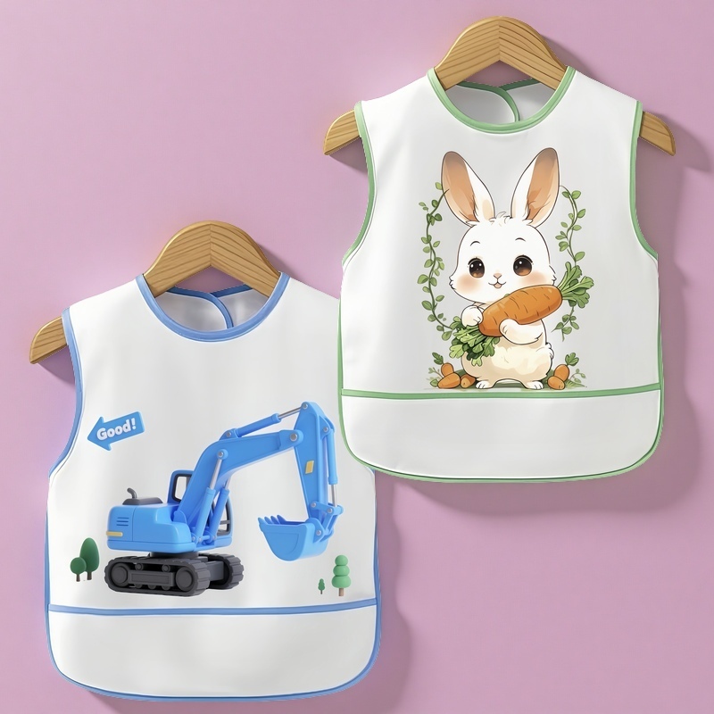 Children's bibs waterproof and anti-dirty rice pockets for baby girls to eat in summer summer boys baby baby sleeveless coveralls