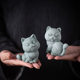 Cute and Adorable Kitten Tea Pet Ornament, Creative Animal Cat Pen Holder, Study Room Paperweight, Desktop Decoration