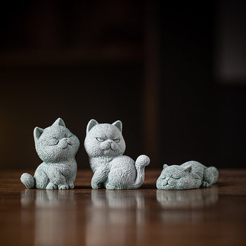 Cute and Adorable Little Cat Can Be Used as a Tea Pet, Creative Animal Cat Pen Holder, Study Desk Paperweight, Desktop Decoration