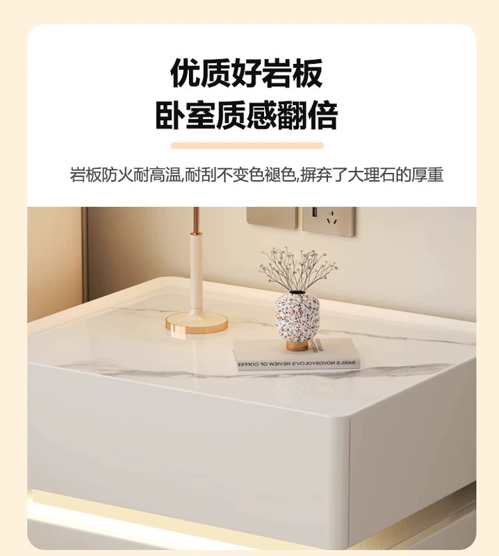 Bàn Cạnh Giường Ngủ Thông Minh Kem Trắng Phong Cách Phòng Ngủ Chính Cao Cấp 2024 Mới Hiện Đại Đơn Giản Có Khóa Đa Năng Bàn Đầu Giường mẫu tủ để đầu giường giường không đầu giường