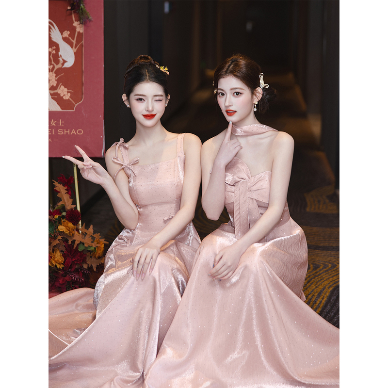 Sister Group Bridesmaid Dresses, High-End Niche 2026 New Pink Wedding Bestie Group Dresses, Suitable for Petite Sizes and Everyday Wear Sister Group Bridesmaid Dresses, High-End Niche 2026 New Pink Wedding Bestie Group Dresses, Suitable for Petite Sizes and Everyday Wear