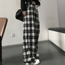 Lucyever Harajuku Black and White Plaid Pants Women Summer C