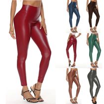 Colorful Faux Leather Pants Women High Waist Skinny Hip Lift