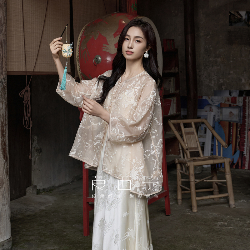 【Zhi Xia】Yan Xizi New Chinese Style 100% Mulberry Silk Jacket for Women, Heavy Embroidery Sun Protection Top