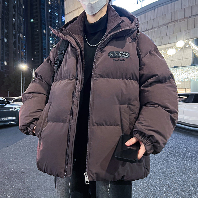 Fake two-piece cotton coat men's new winter thickened cotton coat men's hooded winter coat cotton jacket teenagers warm jacket