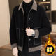 2025 autumn and winter short woolen thickened casual jacket for young men, versatile lapel and cotton men's jacket