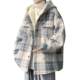 Lamb woolen coat men's autumn and winter velvet thickened hooded cotton coat men's small style cold-proof cotton coat