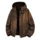 Reversible jacket for men in winter, velvet warm workwear style hooded jacket for men, simple loose suede retro cotton coat