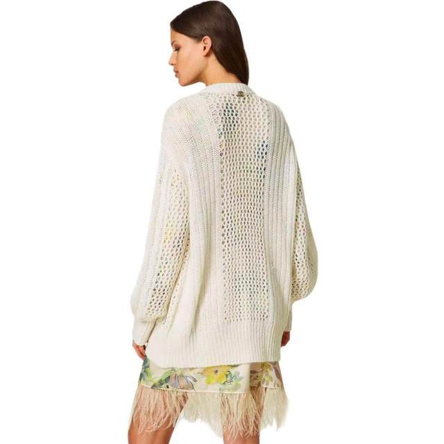 TWINSETCREAMCARDIGAN withFEATHERS