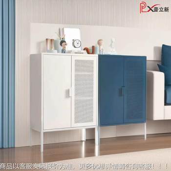 Nordic iron dining side cabinet living room storage cabinet modern simple household storage cabinet steel double door low cabinet