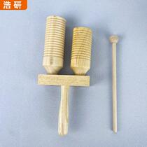 Threaded double loudspeaker Olf children percussion instrument high and low ringing cylinder wooden varnish high and low erector customized