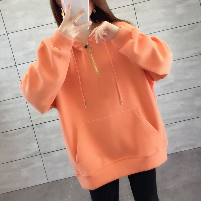Plus Size 1.0-150kg Mid-Length Hooded Sweatshirt for Women, New Autumn and Winter Style, Loose and Stylish, Fleece-Lined and Thickened Top for Chubby Girls