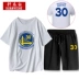 Đồng phục bóng rổ Warriors Thompson Curry số 30 nam ngắn tay áo phông cotton quần đùi thể thao học sinh - Bộ đồ