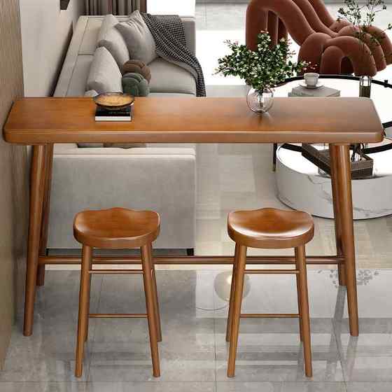 북유럽 간단한 단단한 나무 바 테이블 홈 발코니 칸막이 벽 긴 테이블 바 높은 테이블 밀크 티 숍 테이블과 의자