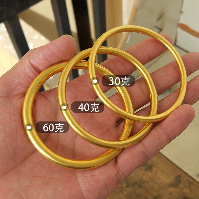 2026 New Style Traditional Gold-Plated Silver Bracelet, Solid 9999 Plain Ring, Authentic Heirloom Large Gold Bracelet, Gift for Girlfriend