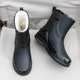 Men's Rain Boots with Cuffs, New Waterproof Shoes, Outdoor Water Boots, Kitchen Non-Slip Work Rubber Shoes, Fleece-Lined Cotton Warm Rain Boots