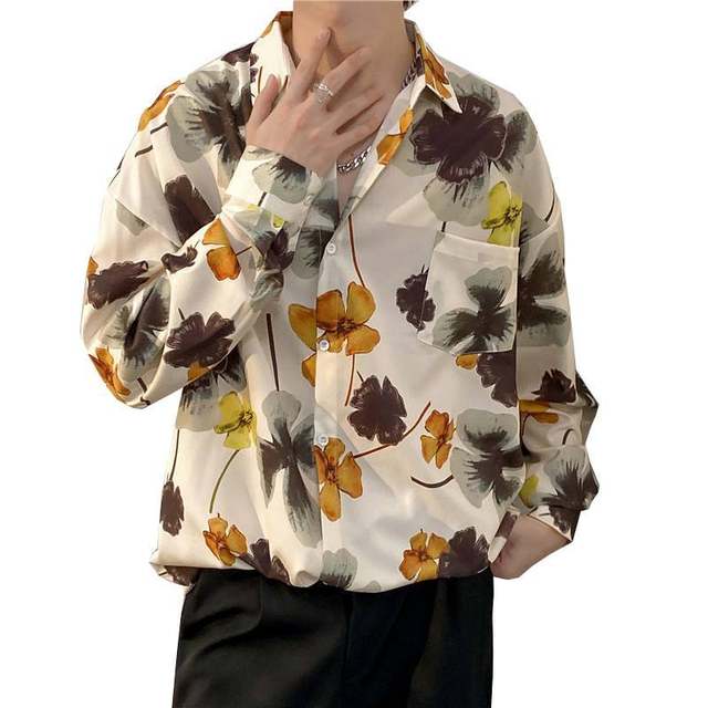 80S Retro Hong Kong Style Shirts for Men and Women, Retro Hawaiian Handsome Loose Couple Long-Sleeved Shirts, Trendy Brand Jackets
