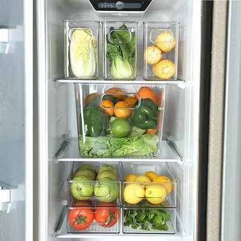 Refrigerator Storage Box Drawer-Style Organizer Storage Box Magic Basket Refrigeration Freezer Box Food-Grade Transparent Pet