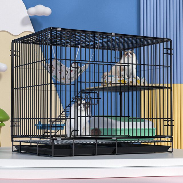Cat Cage for Home Indoor Use, Double-Layer, Extra-Large Free Space Cat Villa, Two-Story Cat House, Cat Supplies with Toilet