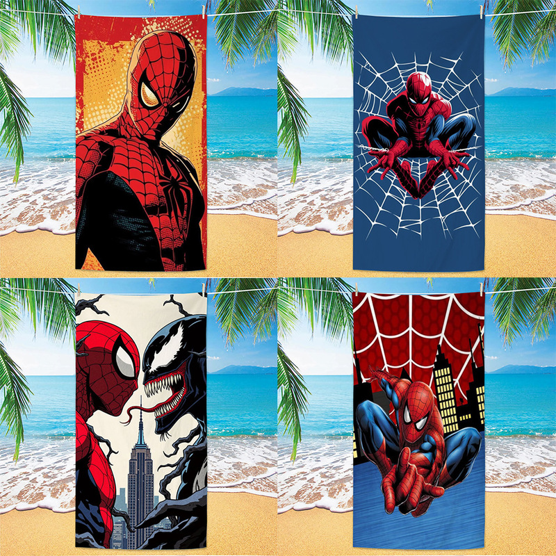 Spider-Man Cartoon Bath Towel, Beach Towel, Quick-Drying, Water-Absorbent Swimming Towel, Universal for Children and Adults