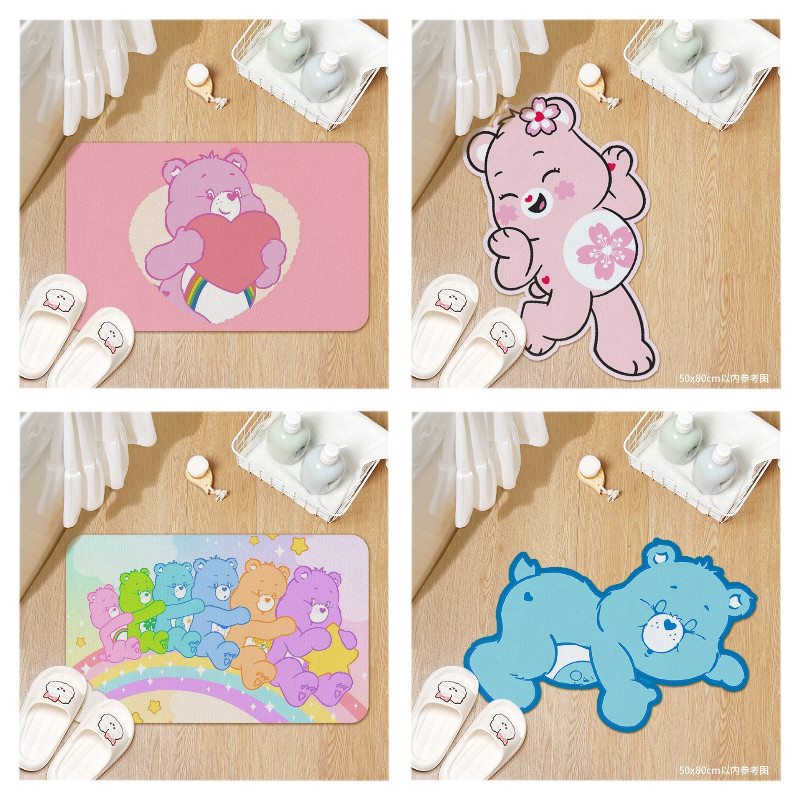 Care Bears special-shaped floor mats for bathroom, bedroom and home, cartoon soft rubber, non-slip and water-absorbent