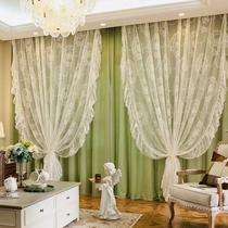 Fashion thickened cover sunscreen sunscreen thermal insulation bedroom photophobic style cloth yarn integrated light and luxurious lace silk curtain double layer