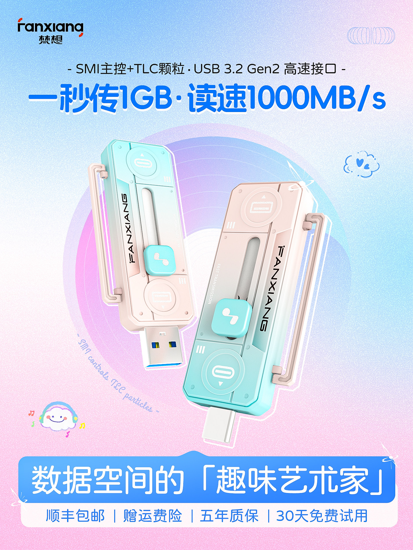 Fanxiang Solid-State USB Flash Drive Typec Dual Interface Large Capacity 256g High-Speed Mobile Phone and Computer Dual-Use Office USB Flash Drive F922