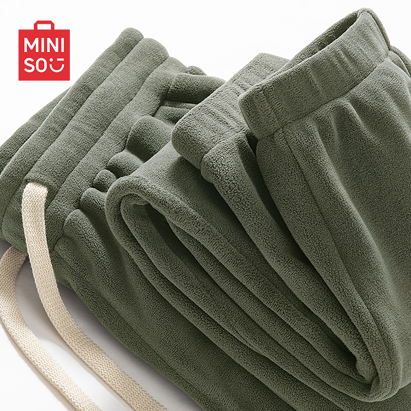 MINISO Double-Sided Fleece Sweatpants for Men, Autumn and Winter Brushed Fleece, Thickened Pants Y