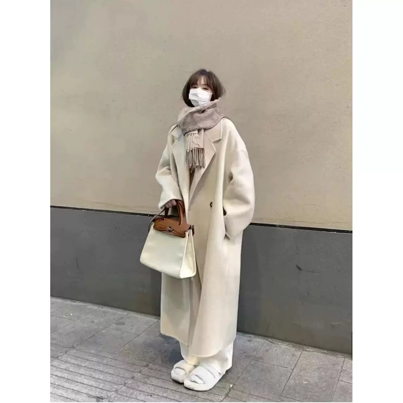Демисезонное шерстяное пальто, жакет, длинное пальто-т trench coat, корейский стиль, для подростков, стиль высокого качества, mid-length