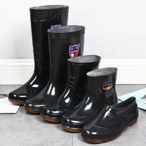 2022 construction site rain boots non-slip low-cut short-tube new labor protection mens rubber shoes kitchen waterproof shoes rain boots summer velvet
