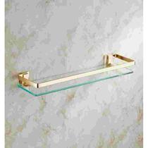 Golden Bathroom Mirror Front Shelve Wall-mounted Toilet Double glass rectangular Cosmetic Rack Fur single layer