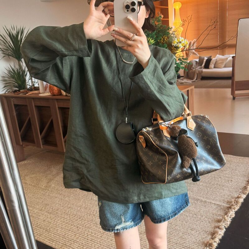 Xmm. Lazy Style Linen Sweatshirt, Loose Long-Sleeved T-Shirt, New Summer Fashion, Versatile and Casual Mm6626922