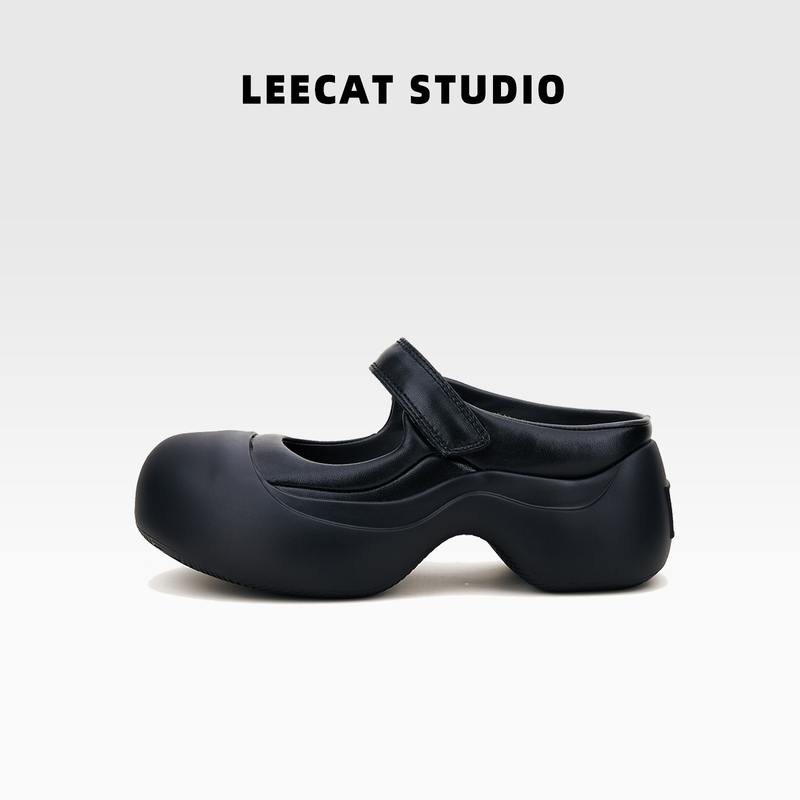 Leecatstudio Thick-Soled Slip-On Half-Slipper Women's 2026 Summer New Style Sheepskin Outer Wear Non-Slip Mary Jane