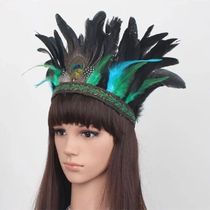 Feather Crown Peacock Costume Indian Headband Fascinator