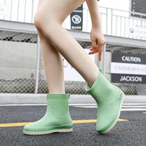 Shoes shopping trendy short-tube rain boots fashionable water shoes four-season kitchen womens winter rain boots water boots car wash mid-tube rubber shoes non-slip