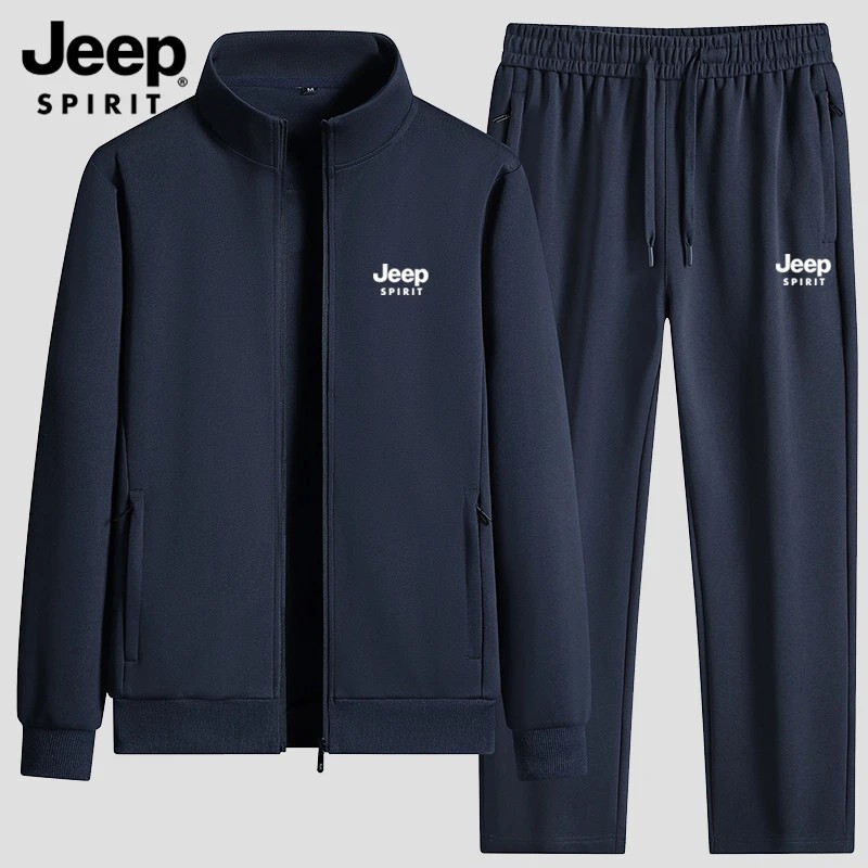 Jeepspirit Jeep Pure Cotton Sports Suit for Men, Spring, Autumn and Winter, Fleece-Lined, Stand-Up Collar, Casual Running Clothes for Middle-Aged and Elderly People Jeepspirit Jeep Pure Cotton Sports Suit for Men, Spring, Autumn and Winter, Fleece-Lined, Stand-Up Collar, Casual Running Clothes for Middle-Aged and Elderly People