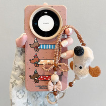 国潮卡通可爱泼墨棕色腊肠狗适用华为mate60pro 手机壳