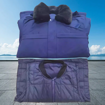 Beiqin coat blue winter wear mens medium-length coat to protect against cold and keep warm thickened fur collar flame blue cotton coat
