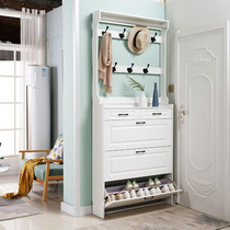 Ultra-thin shoe cabinet for home doorway white with hanger tipping shoe cabinet with drawer large capacity space-saving storage shoe rack