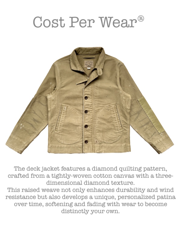 Cpw American Navy Jacket Deck Jacket Vintage High-Density Vertical Pit Pattern Fabric Distressed Patched Coat