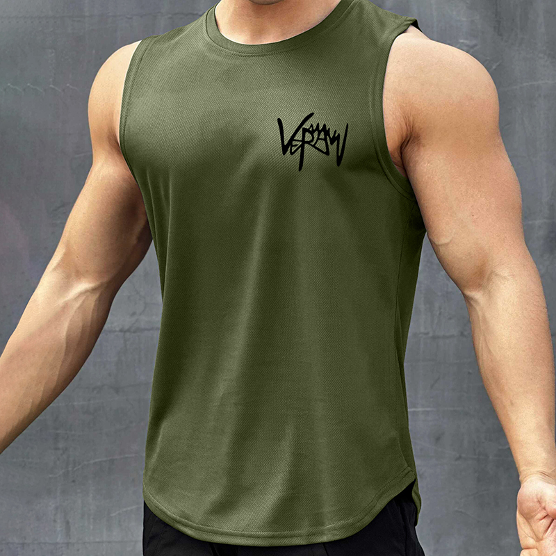 Ice Silk Mesh Sleeveless Vest Sports T-Shirt for Men, Quick-Drying, Breathable, Fitness Vest, Large Size, Basketball Training, Summer