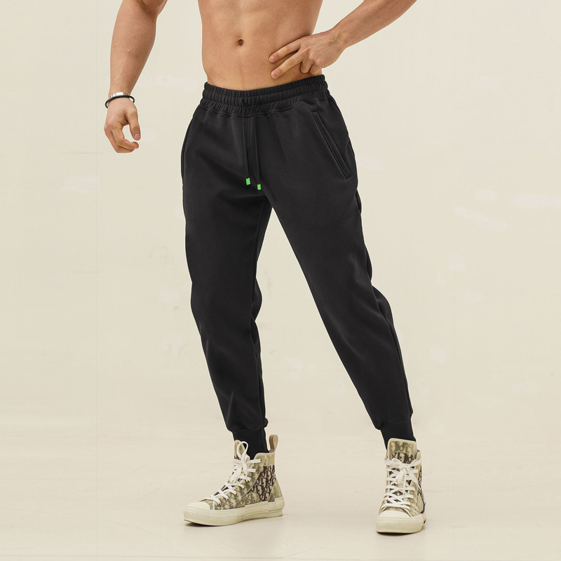 American-Style Sports Pants for Men, Drawstring Joggers, Casual Heavyweight Thickened Sweatpants, Running Training Fitness Pants, Autumn and Winter Style