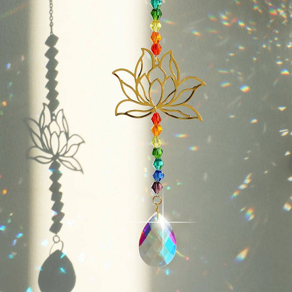 Crystal Sun Catcher Lotus Hanging Suncatcher Rainbow Maker C