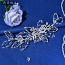 Chenxing handmade hollow alloy leaf inlaid rhinestone hair comb catwalk performance sparkling jewelry bridal hair accessory CP316