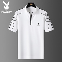 Playboy short-sleeved Polo shirt mens lapel T-shirt summer thin trendy casual half-sleeved tops for men